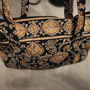 Vera Bradley Black and Gold Paisley Tote